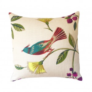 Birds Pillow | Singing Peacock Pillow | Spring Pillow | COLLIER CAMPBELL Designed Fabric