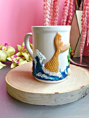 Mermaid Tale Coffee Mug Polymer Clay