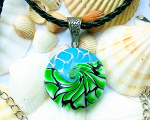 Handmade green blue necklace