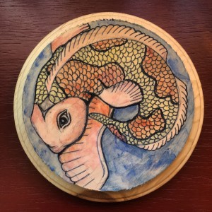 Koi Fish Wood Painting