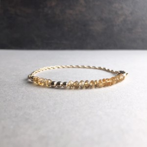 Citrine Gold Gemstone Bracelet, Skinny Beaded Bracelet, November Birthstone, Modern Delicate Stacking Bracelet, Everyday Jewelry Gift Ideas