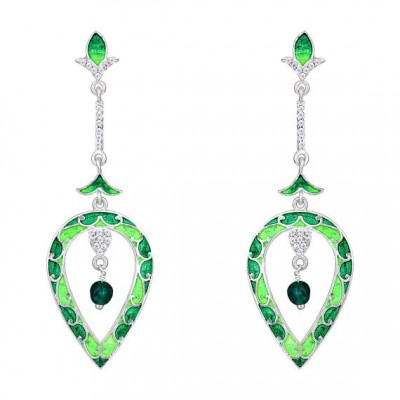 Green-meenakari-sterling-silver-earring