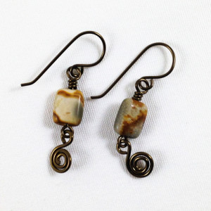 River Creek Jasper Stone Bead Earrings Hypoallergenic