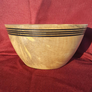 Handmade Spalted Birch Fruit Bowl With Burned Lines , Decorative Bowl, Woodturning Bowl, Beautiful Wood Grain and Color