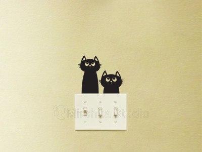 Two-Adorable-Cats-Fabric-Light-Switch-Sticker