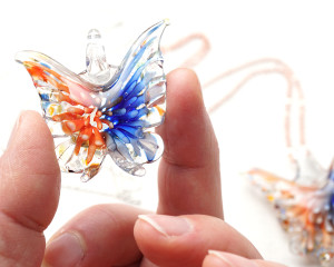 Handmade Lampwork Glass Butterfly Necklace