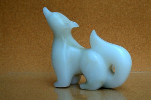 Arctic fox figurine alabaster carving