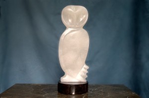 Snowy owl figurine alabaster stone carving
