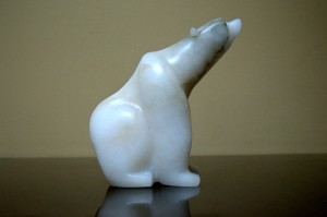 Sitting polar bear Alabaster figurine
