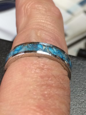 Beautiful Sterling Silver Genuine Turquoise Channel Inlay Ring