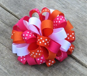 Hot Pink & Orange Loopy Bow