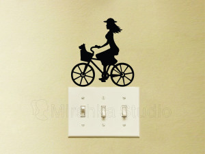 girl riding bicycle fabric decal