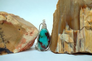 Gemstone jewelry handmade, pendant natural gem silica