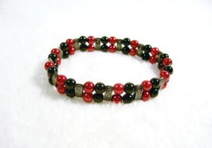 Red and Black Two Strand Stretch Bracelet