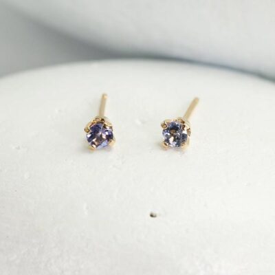 Gold-tanzanite-mini-stud-earrings