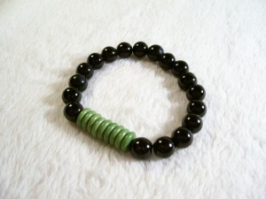 Black and Olive Green Stretch Bracelet