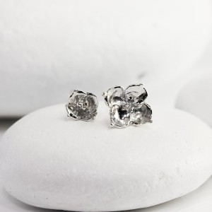 Succulent Flower Earrings in Silver