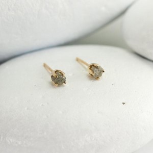 Tiny Raw Diamond Earrings