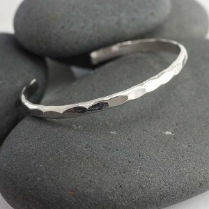 Wide Hammered Silver Cuff