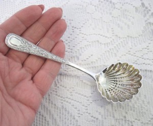Victorian Sterling Silver and Gold Washed Sugar Sifter Spoon