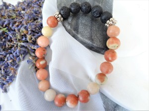 Essential Oil Bracelet with Lava Beads and Natural Stone Beads
