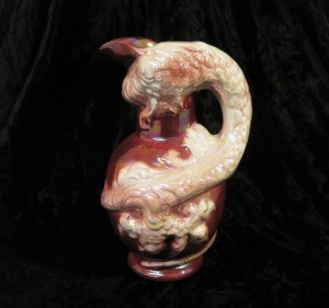 Large Royal Art Pottery Burgundy Lustre Dragon Jug