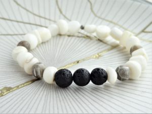 Gemstone Essential Oil Diffuser Bracelet with Lava Beads