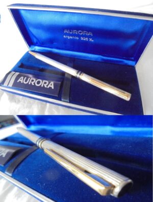 AURORA Marco Polo ball pen in STERLING SILVER 925 and gold In gift box with garantee