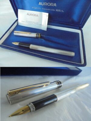 AURORA MARCO POLO fountain pen in sterling silver 925 and lacque In gift box + garantee