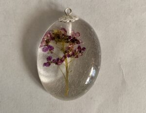 Oval Purple Wildflower Pendant