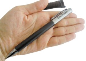 ALFA ROMEO Italy motor ball pen in steel and barrel in black leather Original Collector per for desk or pocket Gift for him or her Birthday