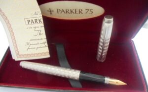 PARKER 75 ECOSSAIS fountain pen silver plated and gold 14K In gift box with garantee Elegant gift pen Anniversary Birthday Graduation
