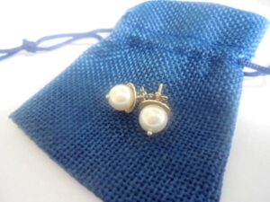 PEARL EARRINGS studs in SILVER 800 Made in Italy Originals In gift pouch bag Gift for her Anniversary Birthday Graduation Mother’s day