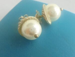 PEARL EARRINGS round studs in SILVER 800 Originals In gift box Gift for her Anniversary Birthday Graduation Valentine’s Christmas Mother