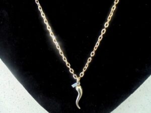 FACCO Gioielli Italy NECKLACE CHAIN with good luck horn Vermeil in sterling silver 925 and gold plated Original Made in Italy Gift for her