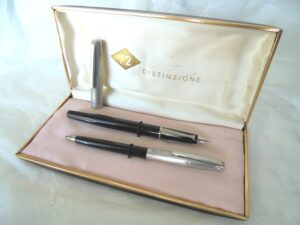 OMAS 72 DISTINZIONE set fountain pen and ball point pen black and sterling silver 925 In gift box