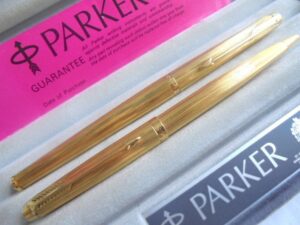 PARKER 180 fountain pen and ball pen set in GOLD 14K ORIGINAL