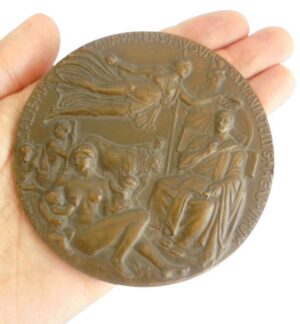 Saturnia Lazio Italy bronze medal Engraver Romagnoli Original 1930 for the anniversary of Virgilio’s death big medal paperweight for desk